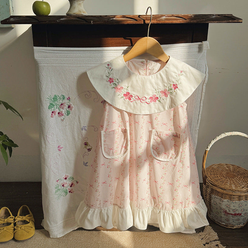Flower Print Ruffle Dress フリル ノースリーブワンピース【mh0013656】