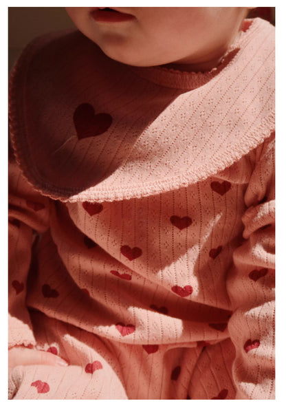 -ハート/リボンプリント長袖ロンパース【mh0010747】 - mamahalo shop - 長袖ロンパース -  べビー服 - 子供服 - 男の子 - 女の子