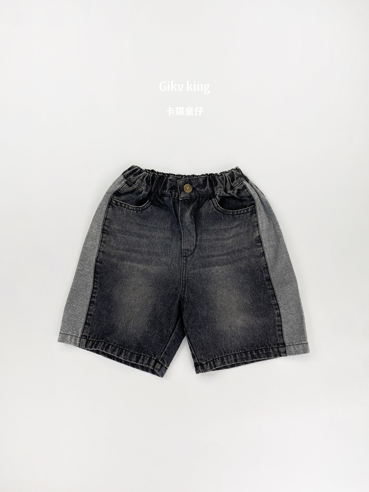 Side Contrast Denim Shorts バイカラー デニムハーフパンツ【mh0013485】