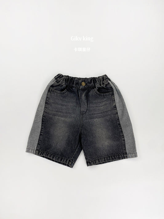 Side Contrast Denim Shorts バイカラー デニムハーフパンツ【mh0013485】