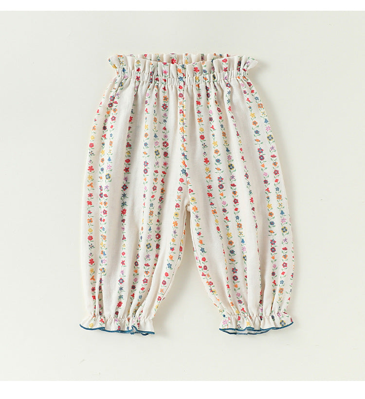 Floral Ruffle Pocket Long Pants ボタニカル ロングパンツ【mh0013489】