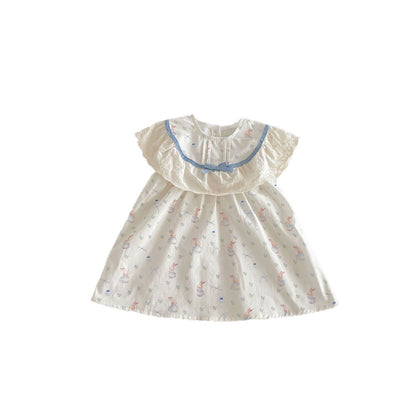 Rabbit Floral Lace Collar Dress ウサギ 花柄 レース襟 ノースリーブ ワンピース【mh0012711】