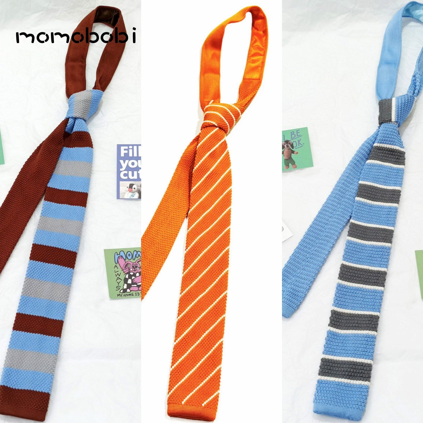 Wide Stripe School Tie ニット ストライプ ネクタイ【mh0013014】