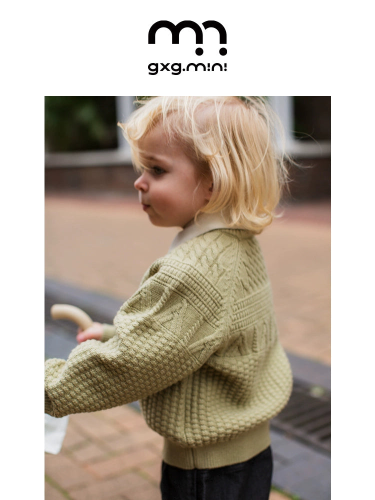 -長袖ニットセーター ケーブル編み リブ編み クルーネック プルオーバー【mh0011305】 - mamahalo shop - ニット・セーター -  べビー服 - 子供服 - 男の子 - 女の子