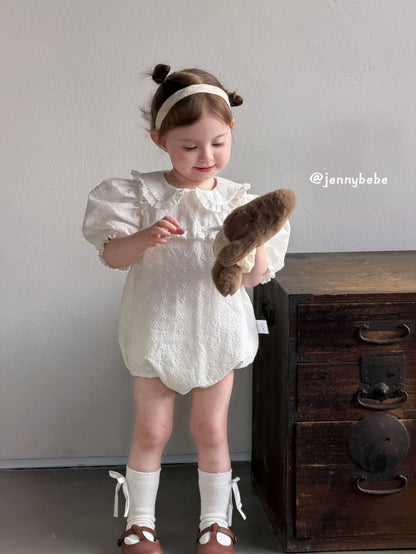 Eyelet Cotton Puff Sleeve Romper