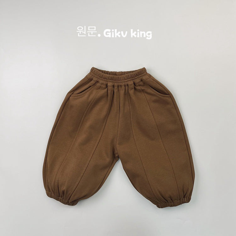 Kids Plain Tucked Loose Easy Pants [mh0013931]