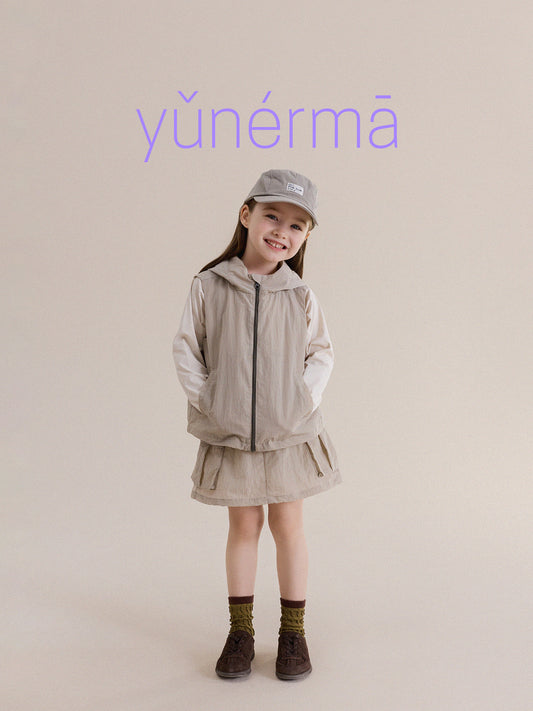 Kids Junior Hooded Pocket Vest Mini Skirt [mh0013969]