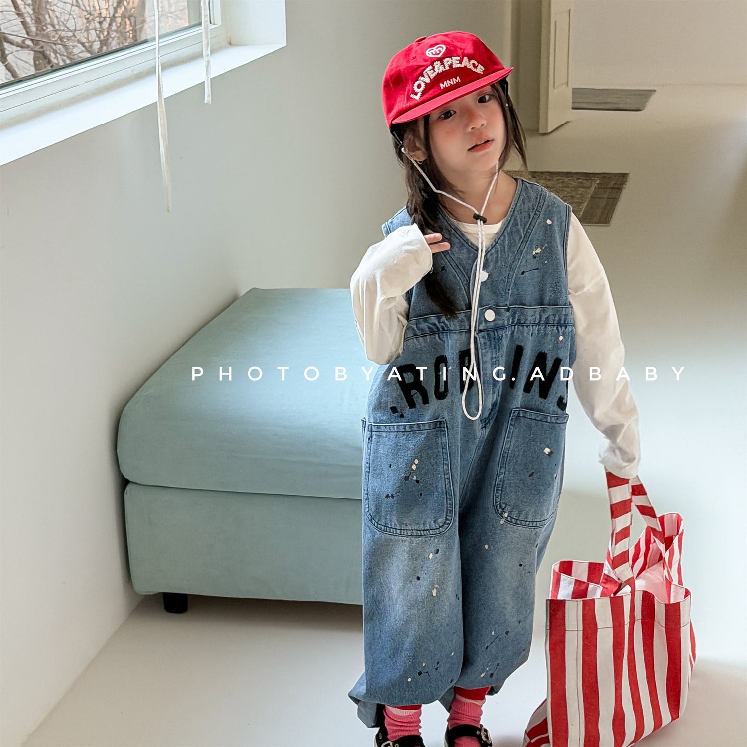 Loose Sleeveless Denim Jumpsuit デニム ワイド サロペット オールインワン【mh0012460】 ADbaby ノースリーブジャンプスーツ