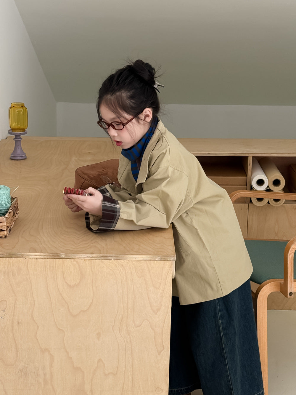 -無地ロング丈トレンチコートジャケット 襟付きカジュアルアウター【mh0010782】 - mamahalo shop - ショートコート・ジャケット・ジャンパー -  べビー服 - 子供服 - 男の子 - 女の子