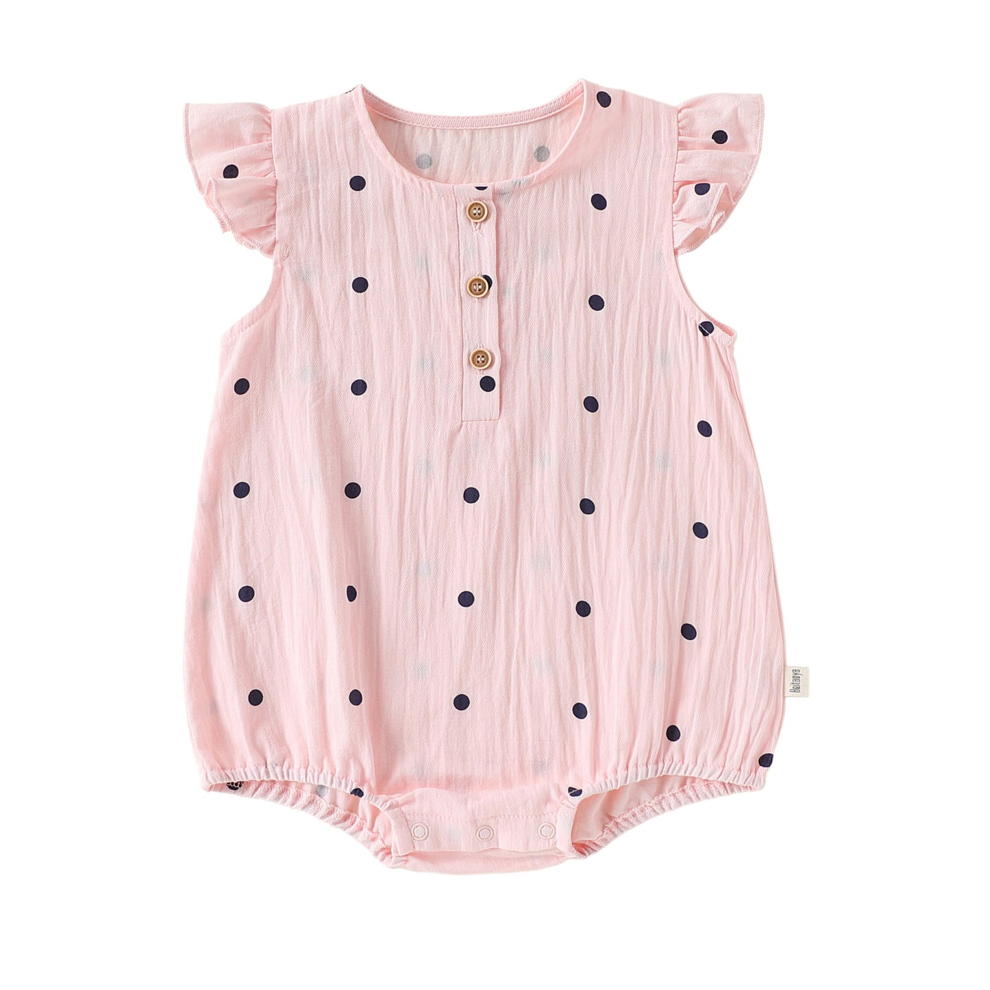 Dot Print Cotton Romper ガーゼ ドット 半袖ロンパース【mh0013040】
