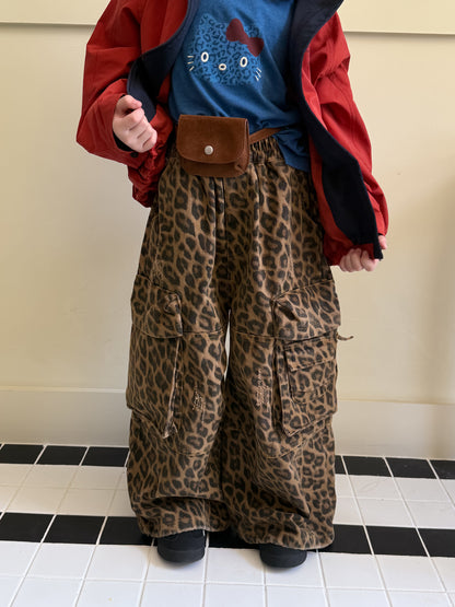 -レオパード柄ワイドパンツ ビッグポケット付きストレートロングパンツ【mh0010778】 - mamahalo shop - ロングパンツ・スウェットパンツ -  べビー服 - 子供服 - 男の子 - 女の子