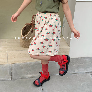 Rose Flower Graphic Cotton Skirt ローズ プリント コットン スカート【mh0012653】