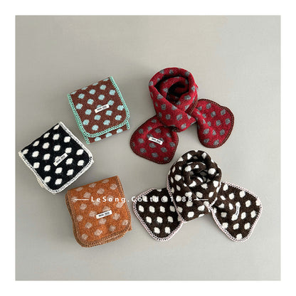 キッズ マフラー ドット柄 ボア フリース 厚手 防寒 スヌード【mh0011599】