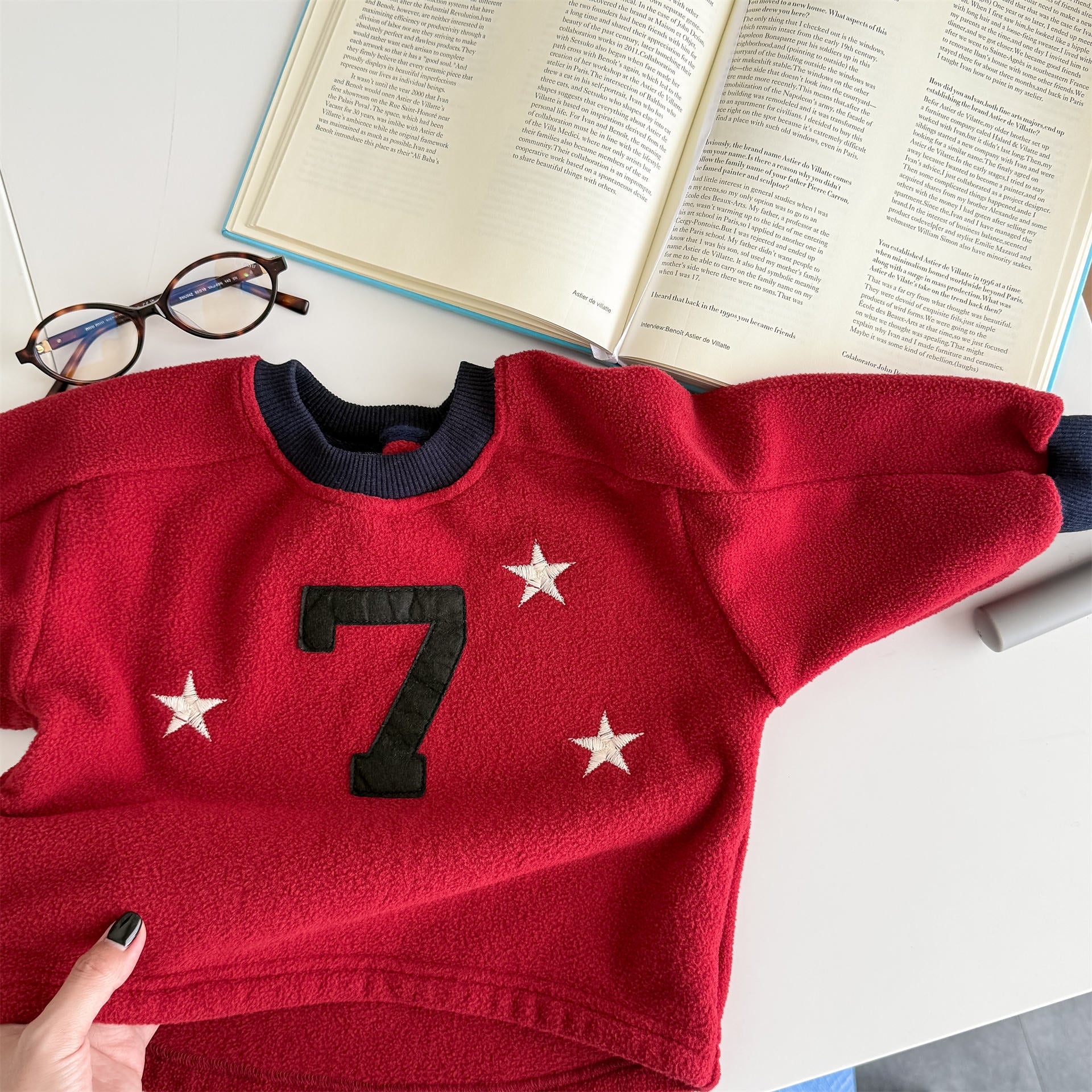 -ナンバーワッペン星柄フリーストレーナー【mh0010909】 - mamahalo shop - トレーナー・フーディ -  べビー服 - 子供服 - 男の子 - 女の子