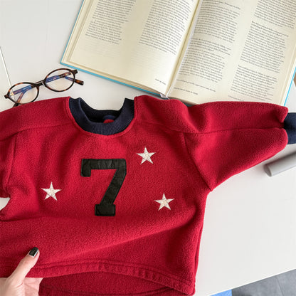 -ナンバーワッペン星柄フリーストレーナー【mh0010909】 - mamahalo shop - トレーナー・フーディ -  べビー服 - 子供服 - 男の子 - 女の子