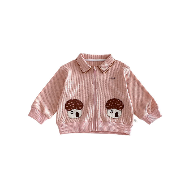 Chaqueta gofrada con cremallera para bebé/niño, pantalón ancho fácil con estampado [mh0014027]
