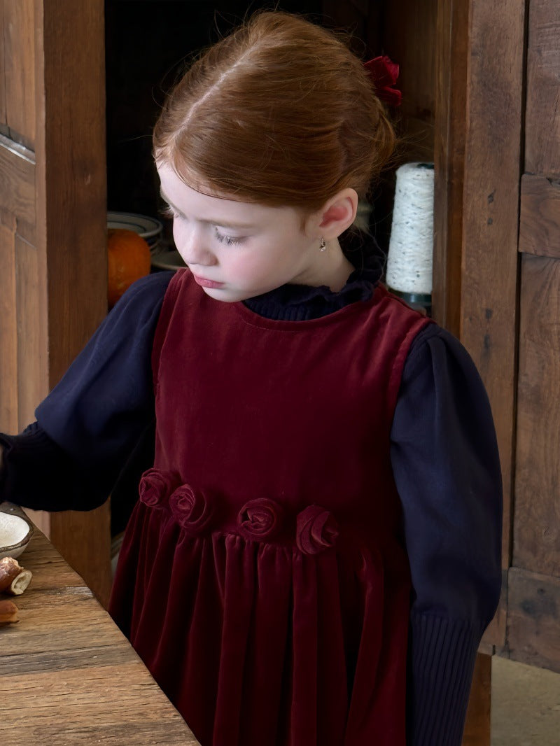 ノースリーブワンピース ローズモチーフ フレンチスタイルドレス【mh0011893】