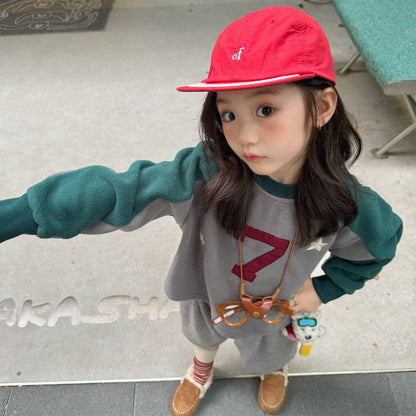 -ナンバーワッペン星柄フリーストレーナー【mh0010909】 - mamahalo shop - トレーナー・フーディ -  べビー服 - 子供服 - 男の子 - 女の子