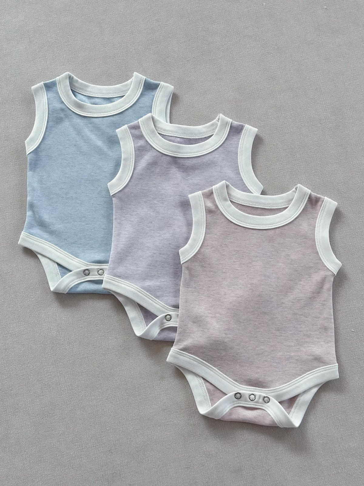 Sleeveless Piping Newborn Baby Romper [mh0013282]