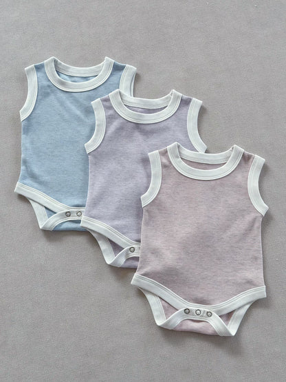Sleeveless Piping Newborn Baby Romper [mh0013282]