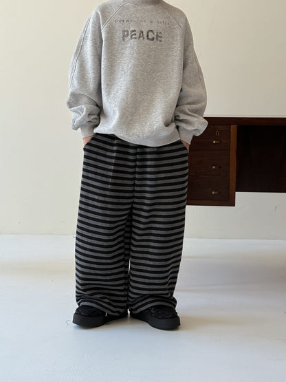 -ボーダーワイドパンツ ゆったりストレートスウェットパンツ【mh0010774】 - mamahalo shop - ロングパンツ・スウェットパンツ -  べビー服 - 子供服 - 男の子 - 女の子