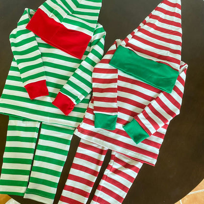 Kids' striped long-sleeve T-shirt, easy-fit long pants, and pom-pom motif cap: 3-piece set【mh0008100】