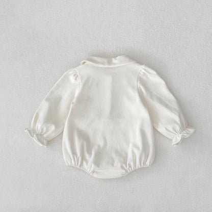 -刺繍切り替え襟付き長袖ロンパース【mh0010851】 - mamahalo shop - 長袖ロンパース -  べビー服 - 子供服 - 男の子 - 女の子