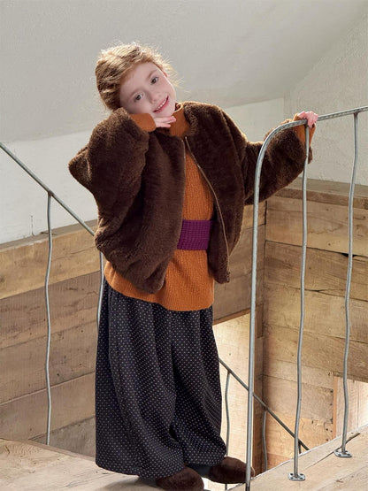 No-collar boa blouson, zip-up jacket, thick outerwear [mh0011758]