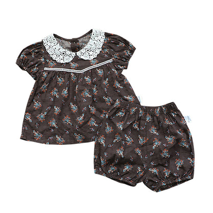 Floral Lace Collar Set - Small Floral Short-Sleeved Tunic Set 【mh0012695】