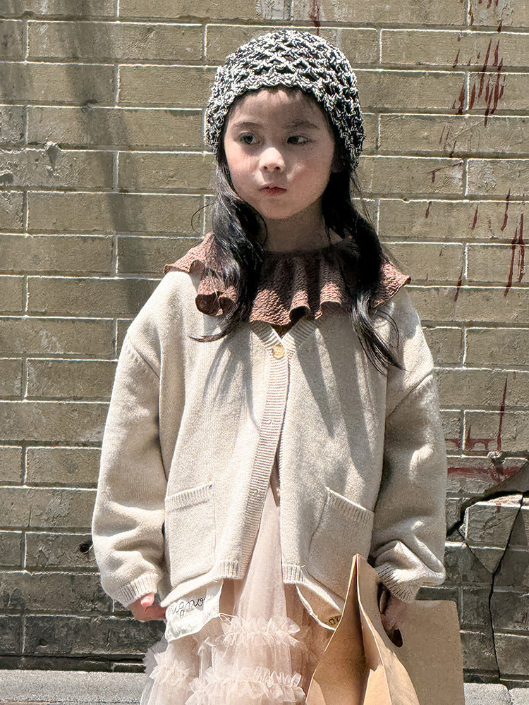 -ニットVネックシンプルカーディガン【mh0011028】 - mamahalo shop - カーディガン・パーカー -  べビー服 - 子供服 - 男の子 - 女の子