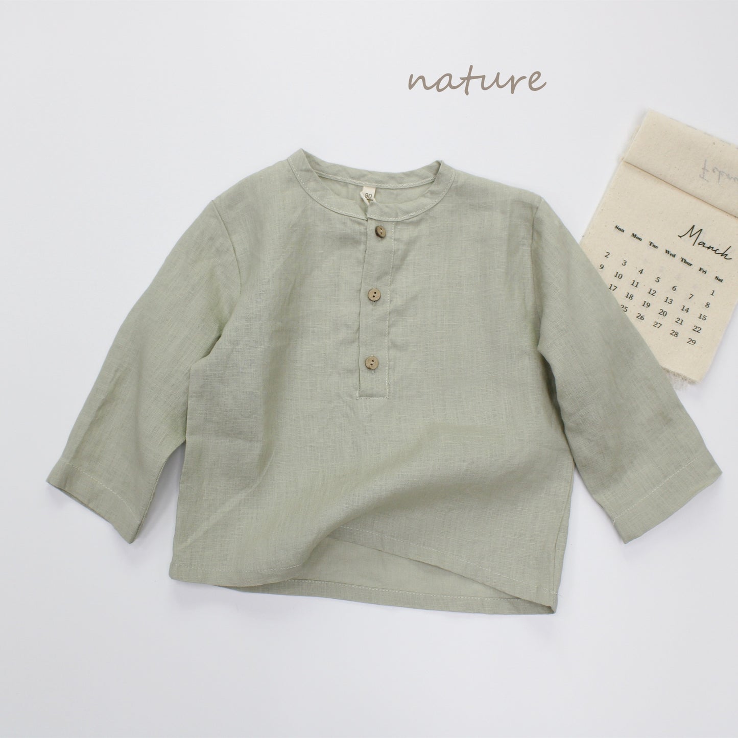 Minimalist Button Linen Shirt ナチュラルリネン 長袖シャツ【mh0013628】