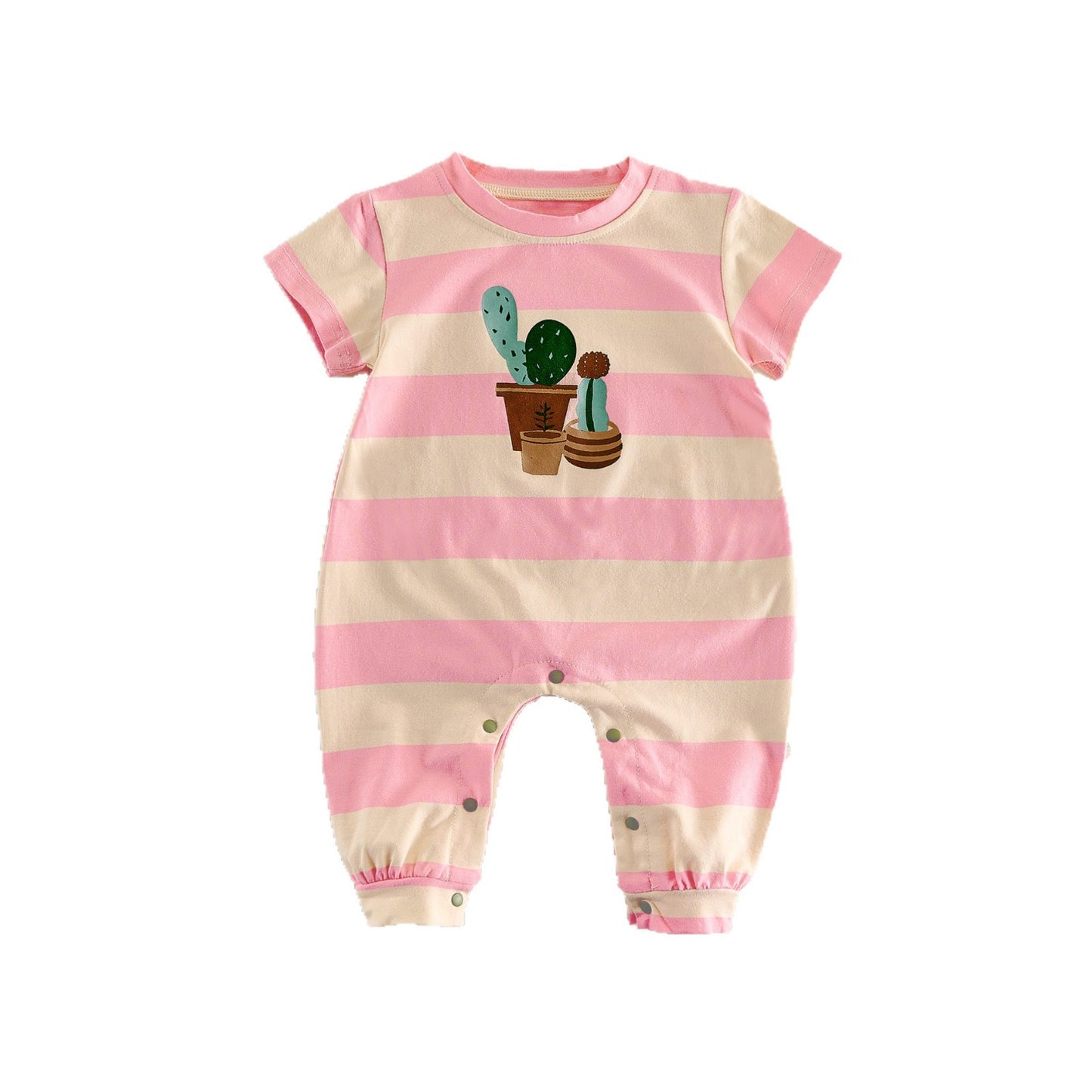 Baby Striped Cactus Print Short-Sleeve Romper [mh0013844]