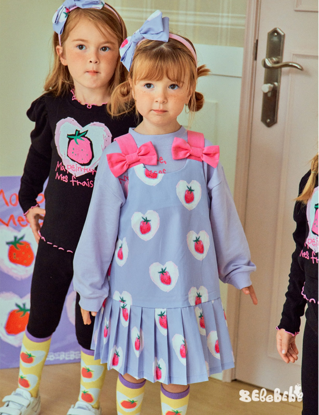 -いちごプリント長袖トップス/フリルレギンス/フリルワンピース/ノースリーブプリーツワンピース【mh0010988】 - mamahalo shop - ノースリーブワンピース -  べビー服 - 子供服 - 男の子 - 女の子