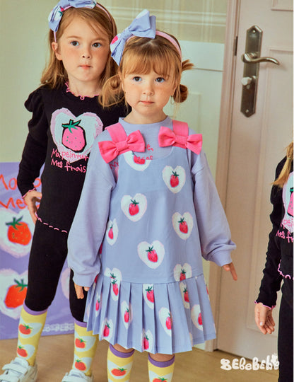 -いちごプリント長袖トップス/フリルレギンス/フリルワンピース/ノースリーブプリーツワンピース【mh0010988】 - mamahalo shop - ノースリーブワンピース -  べビー服 - 子供服 - 男の子 - 女の子