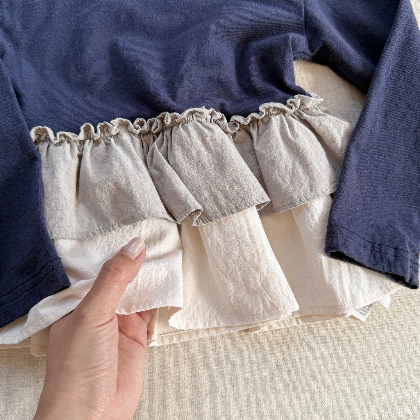 -フリル裾リブ長袖Tシャツチュニックカットソー【mh0010803】 - mamahalo shop - 長袖Tシャツ -  べビー服 - 子供服 - 男の子 - 女の子