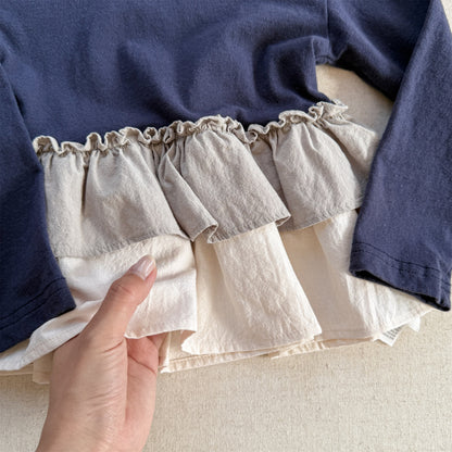 -フリル裾リブ長袖Tシャツチュニックカットソー【mh0010803】 - mamahalo shop - 長袖Tシャツ -  べビー服 - 子供服 - 男の子 - 女の子