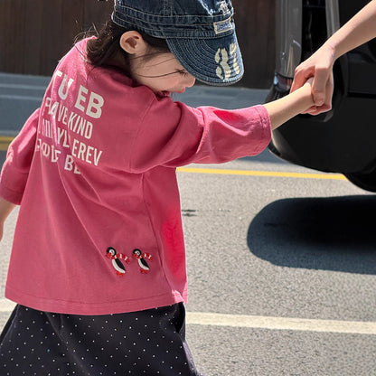 -ペンギン柄プリントTシャツ ロゴ入り長袖トップス【mh0011055】 - mamahalo shop - 長袖Tシャツ -  べビー服 - 子供服 - 男の子 - 女の子