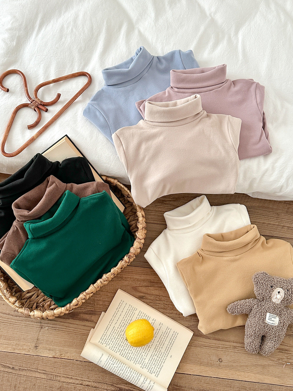 長袖Tシャツ キッズ ハイネック 無地 ベーシック くすみカラー トップス【mh0011664】