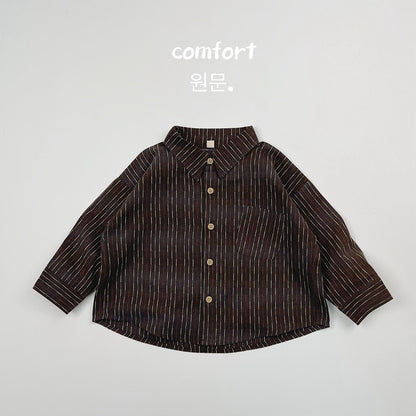 キッズ ストライプ ルーズ ビッグシルエット 長袖シャツ【mh0014591】