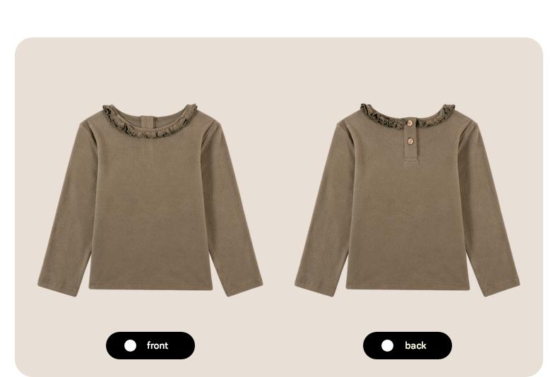 -長袖Tシャツ フリル襟 丸首 無地 カットソー ブラウス風【mh0011311】 - mamahalo shop - 長袖Tシャツ -  べビー服 - 子供服 - 男の子 - 女の子