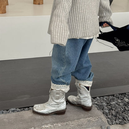 -裾レース付きデニムパンツ ジーンズ【mh0010805】 - mamahalo shop - デニムパンツ -  べビー服 - 子供服 - 男の子 - 女の子