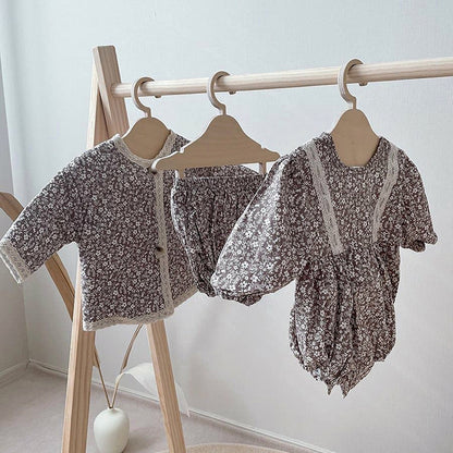 Floral Print Lace Trim Cardigan 花柄 レーストリム カーディガン【mh0012631】