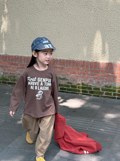 -ペンギン柄プリントTシャツ ロゴ入り長袖トップス【mh0011055】 - mamahalo shop - 長袖Tシャツ -  べビー服 - 子供服 - 男の子 - 女の子