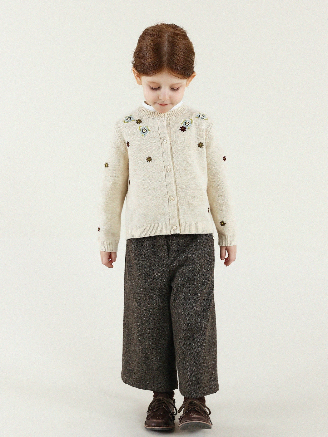 -長袖カーディガン ウール混紡 刺繍デザイン クルーネック【mh0011343】 - mamahalo shop - カーディガン・パーカー -  べビー服 - 子供服 - 男の子 - 女の子