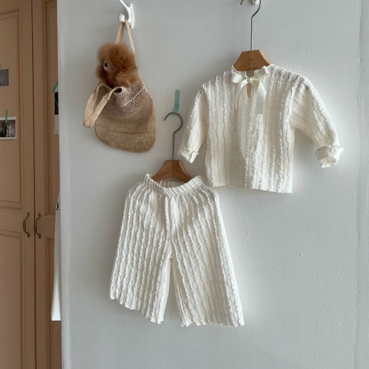 Kids' Ribbon Long-Sleeve Wide-Leg Pants Set [mh0013879]