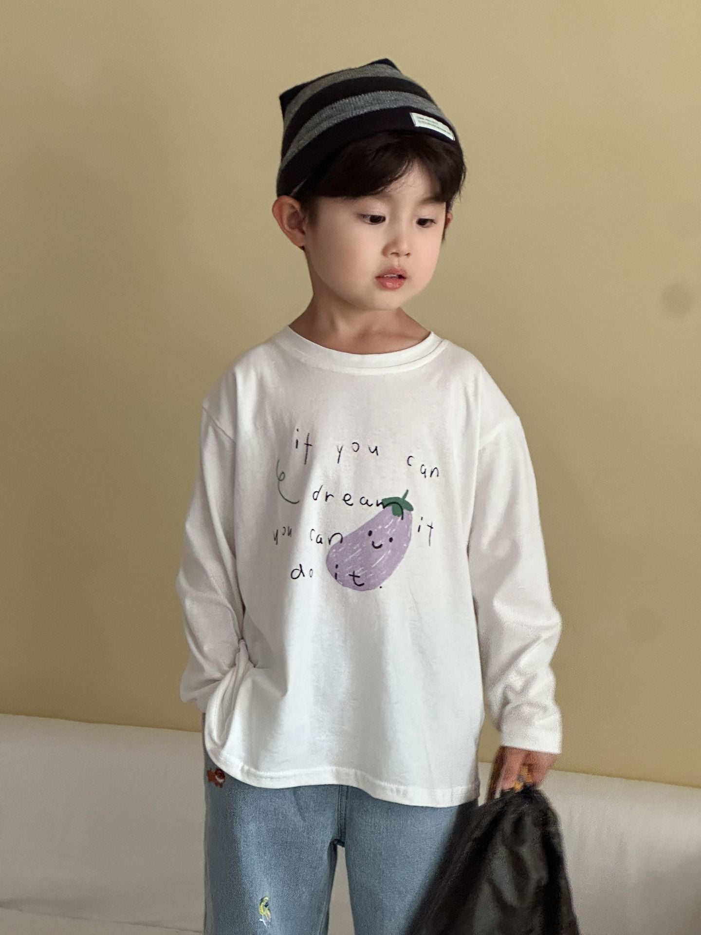 -手描き風イラスト長袖Tシャツ【mh0011229】 - mamahalo shop - 長袖Tシャツ -  べビー服 - 子供服 - 男の子 - 女の子