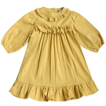 Ruffle Collar Layered Princess Dress フリル 長袖ワンピース【mh0012629】
