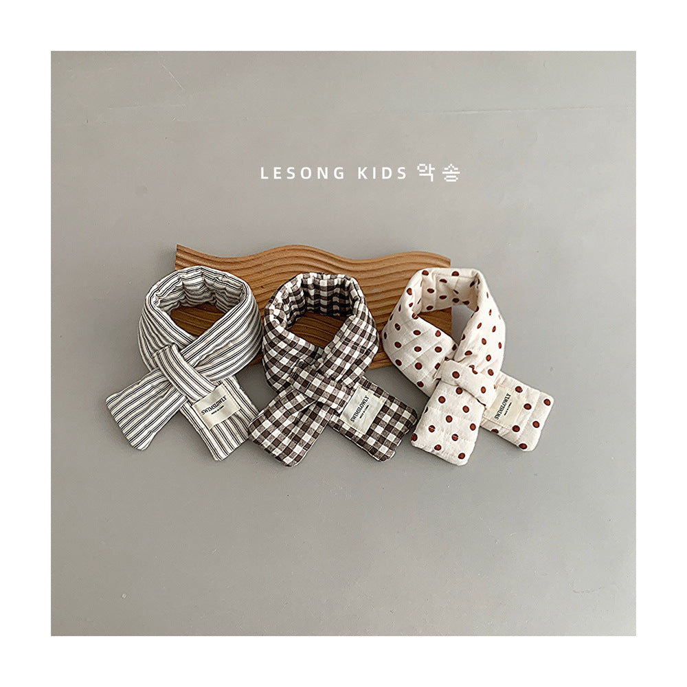 キッズマフラー チェック/ドット/ストライプ ネックウォーマー【mh0011796】