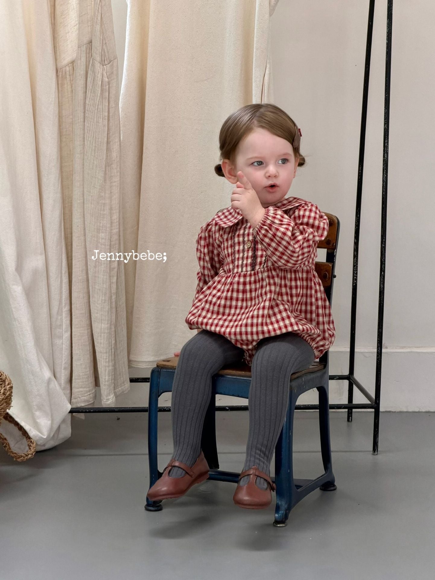 Baby Plaid Peter Pan Collar Long Sleeve Romper [mh0013888]
