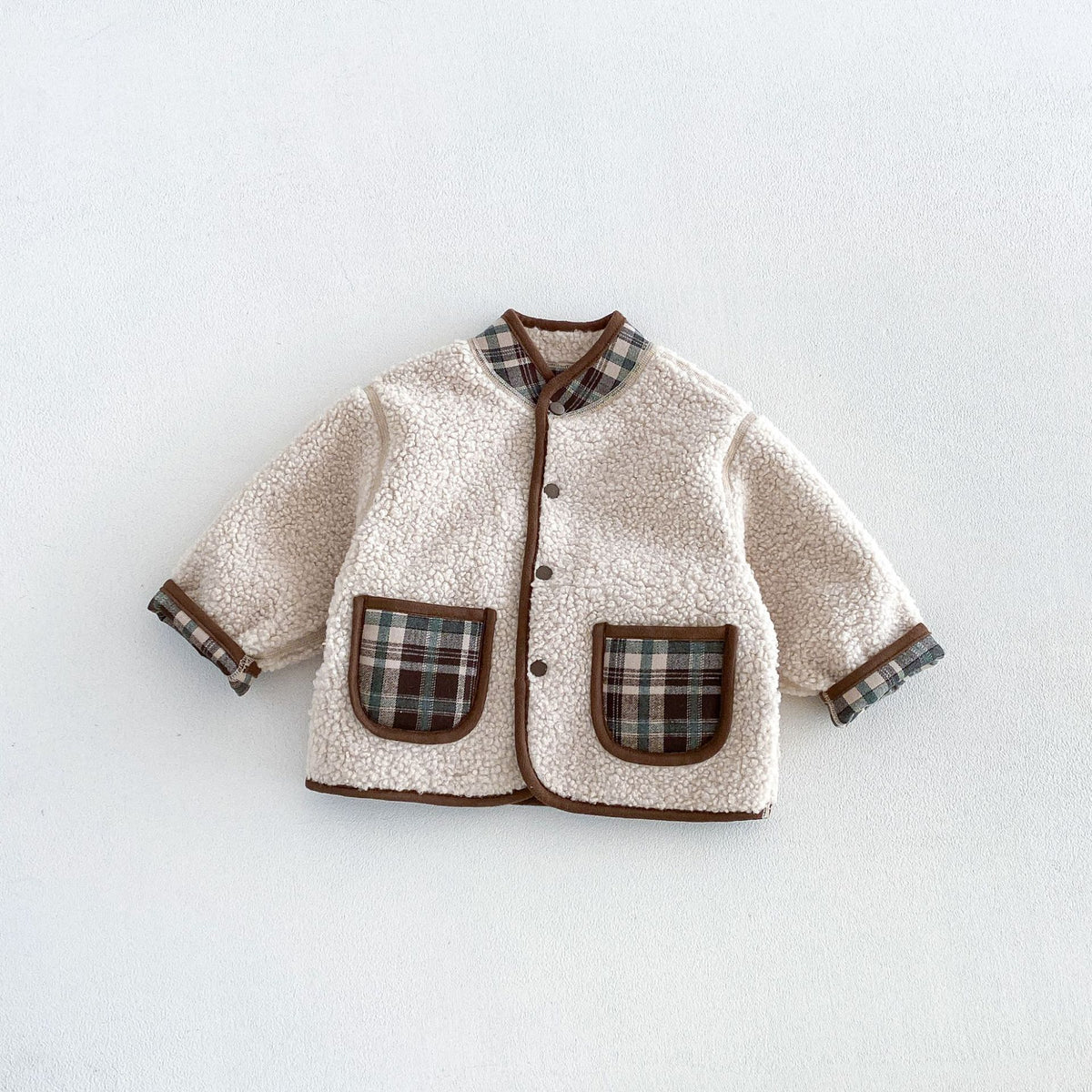 キッズ チェック リバーシブル ボアジャケット / ロールアップ 刺繍 ストレート ロングパンツ【mh0014765】